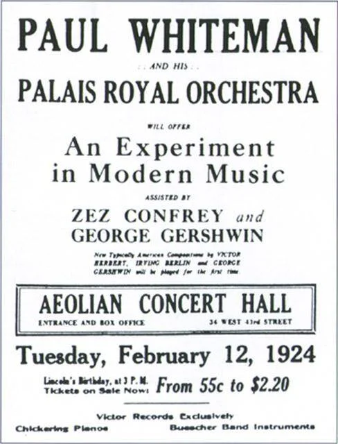 Rhapsody in Blue Aeolian Hall Concert Flyer