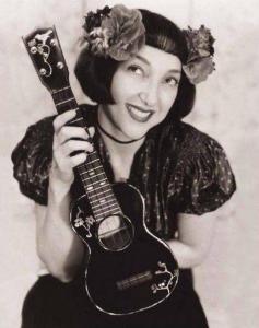 Janet Klein with her custom-made Tony Graziano ukulele