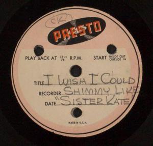 Kid Ory Home Recording 78rpm of "I wish I could Shimmy Like My Sister Kate