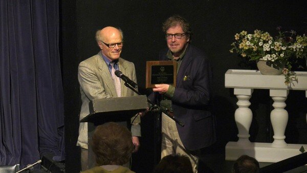 David Reffkin presenting the 2019 Lifetime Achievement Award to Peter Lundberg. (Scott Joplin International Ragtime Festival Photo)