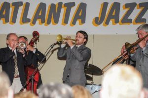 Cornetists Ed Polcer and his Son Ben Polcer perform at the Atlanta Jazz Party