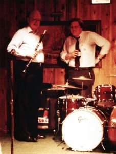 Frank Chace and Hal Smith at a concert for the Good Time Jazz Club, April 28, 1985, Libertyville, IL.