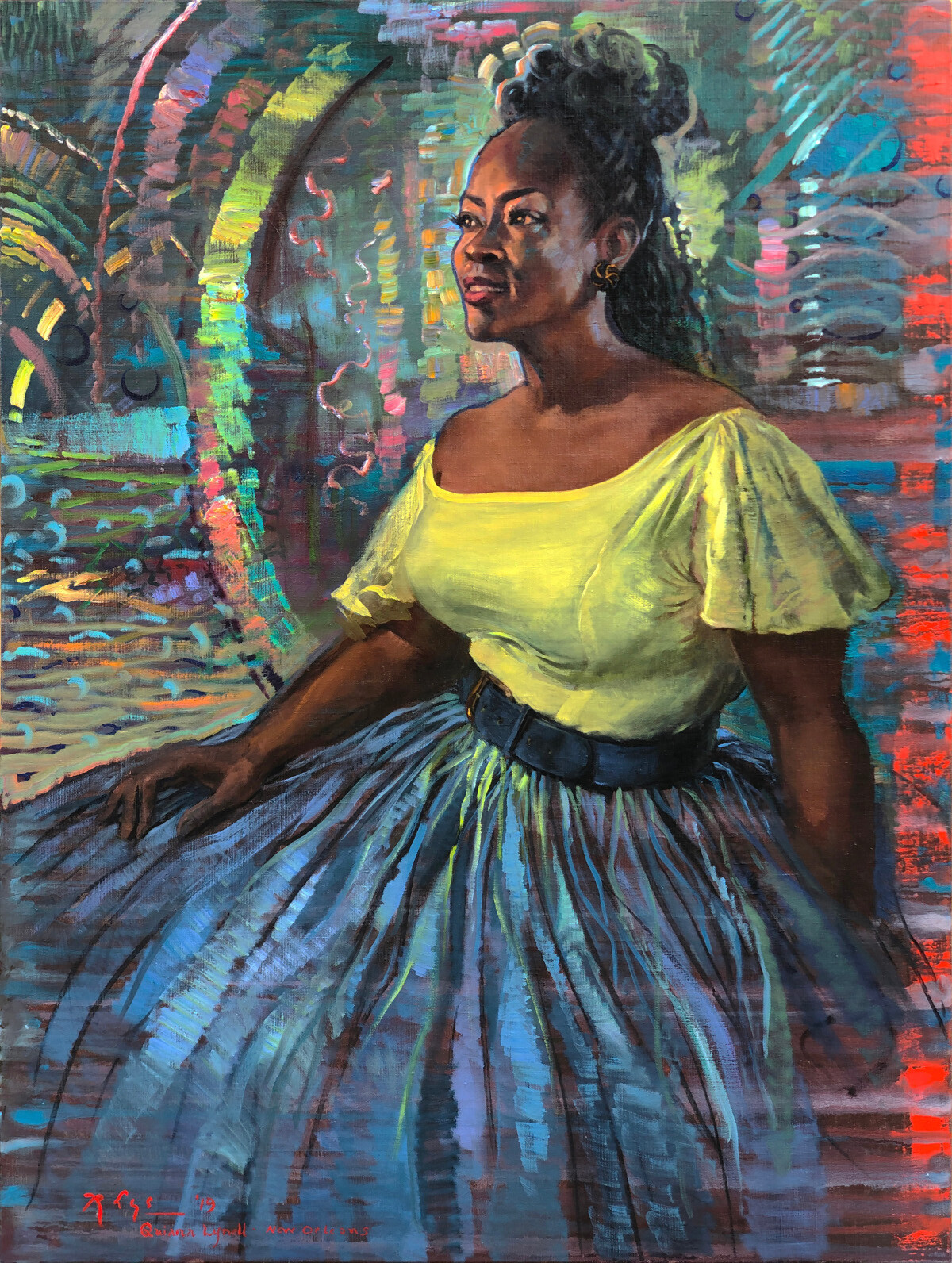 Portrait of vocalist Quiana Lynell - oil on canvas by Emilie Rhys.