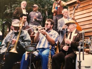 Clint Baker with Bob Mielke and Richard Hadlock at Harold Drob's house 1998