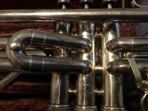 lose-up of valve section of Dans trombone