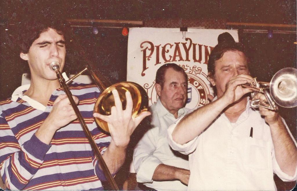 David Sager with trumpeter Tony Hagert and bassist Frank Borer at the Saloon in Georgetown 1982