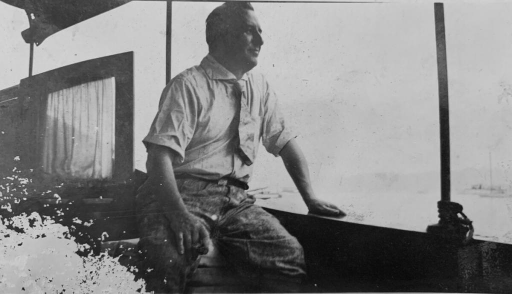 Justin Ring on Fred Hager's boat(c.1924)