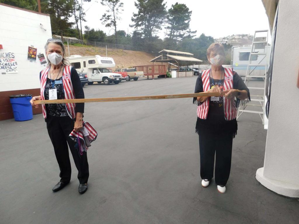 Nancy and Anita with 6 foot stick