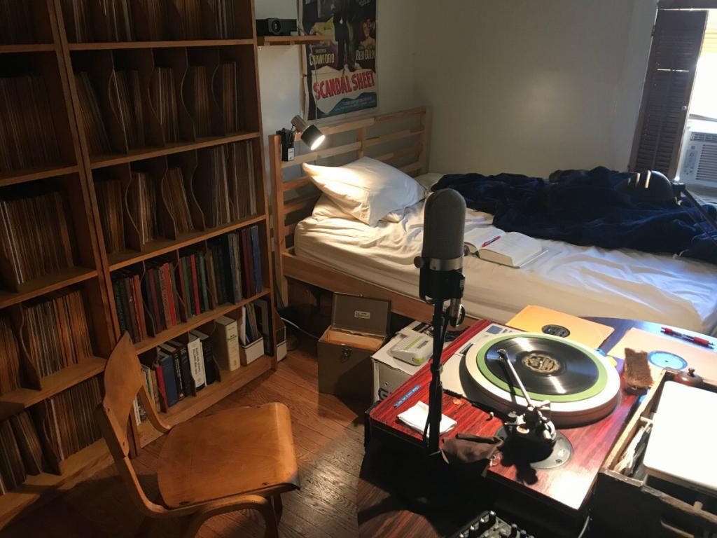 The makeshift studio